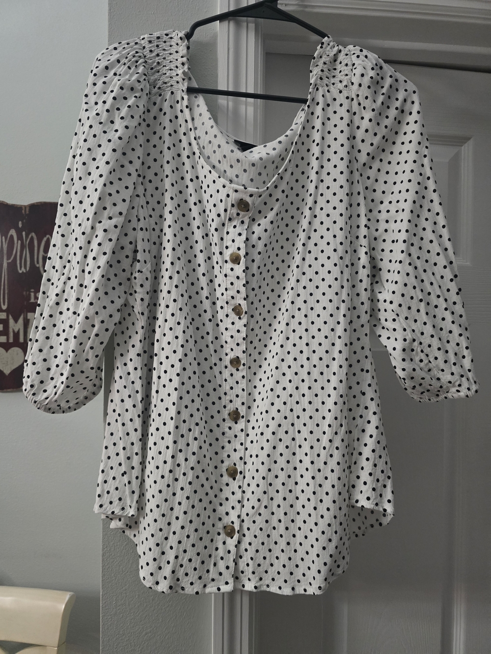 torrid White Blouse with Black Polka Dots